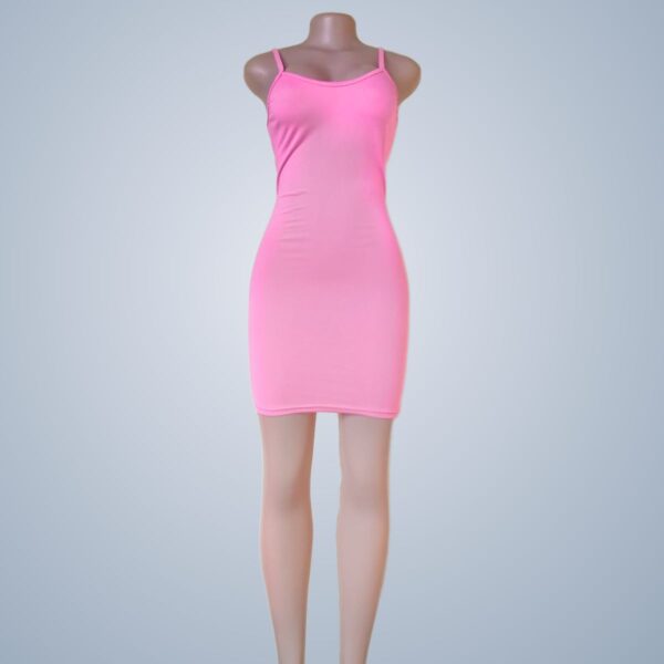 Neon Pink Strappy Cut Out Back Bodycon Dress - Front View