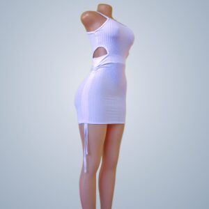 Cutout Waist Mini Dress Bodycon White - Front Side View