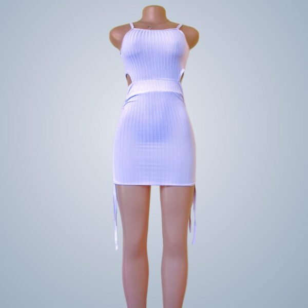 Cutout Waist Mini Dress Bodycon White - Front View