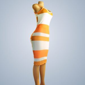 Orand and White Stripe Dress - Front and Side view