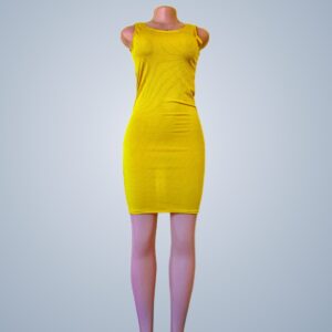 Yellow Sleeveless Bodycon Dress - Front View