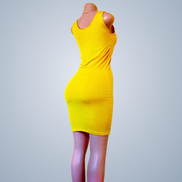 Yellow Sleeveless Bodycon Dress - Right Rear