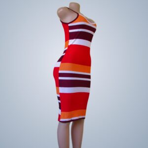 Colorful knitwear striped dress - orange - Front Side View